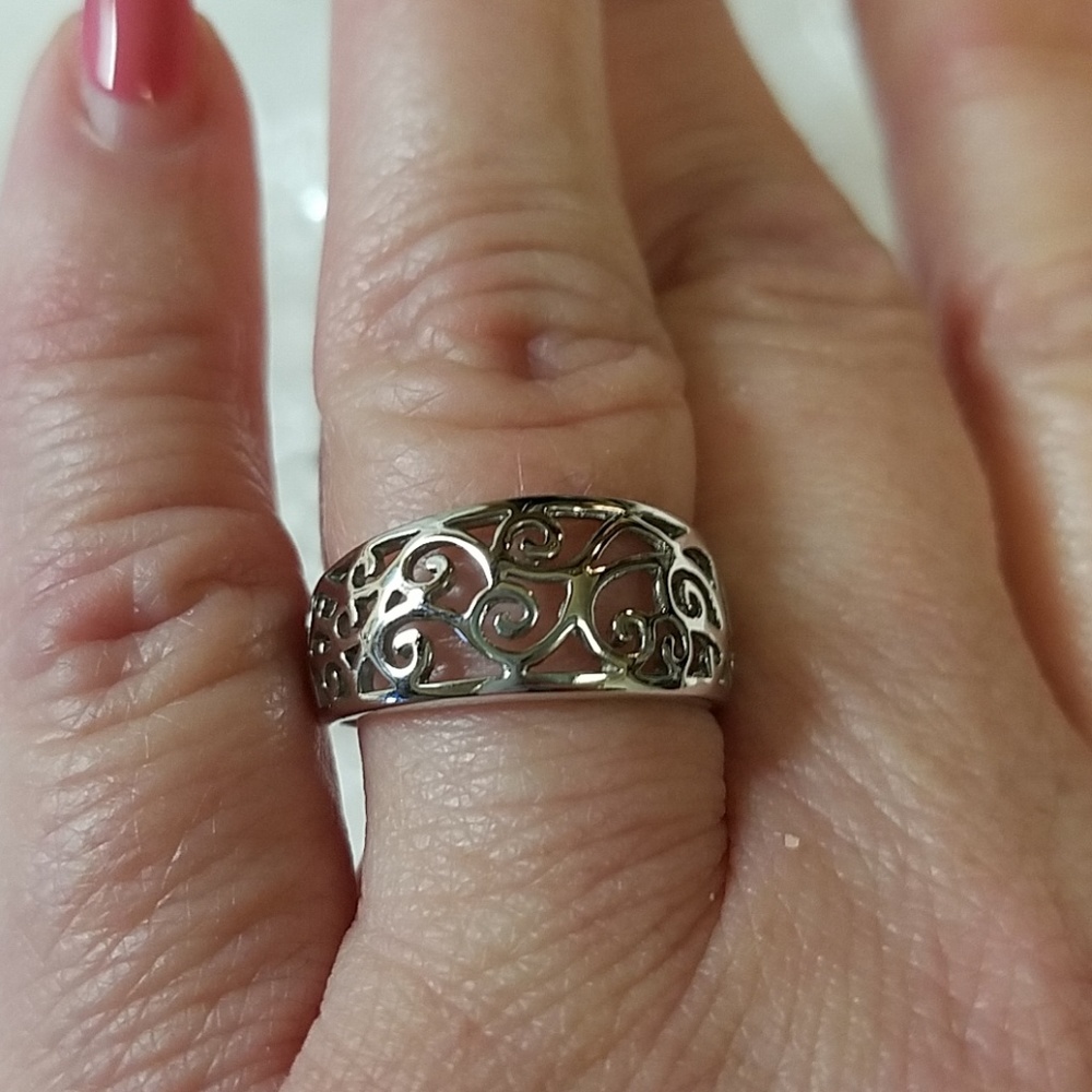 Open Scrollwork Sterling Silver Ring - image 3
